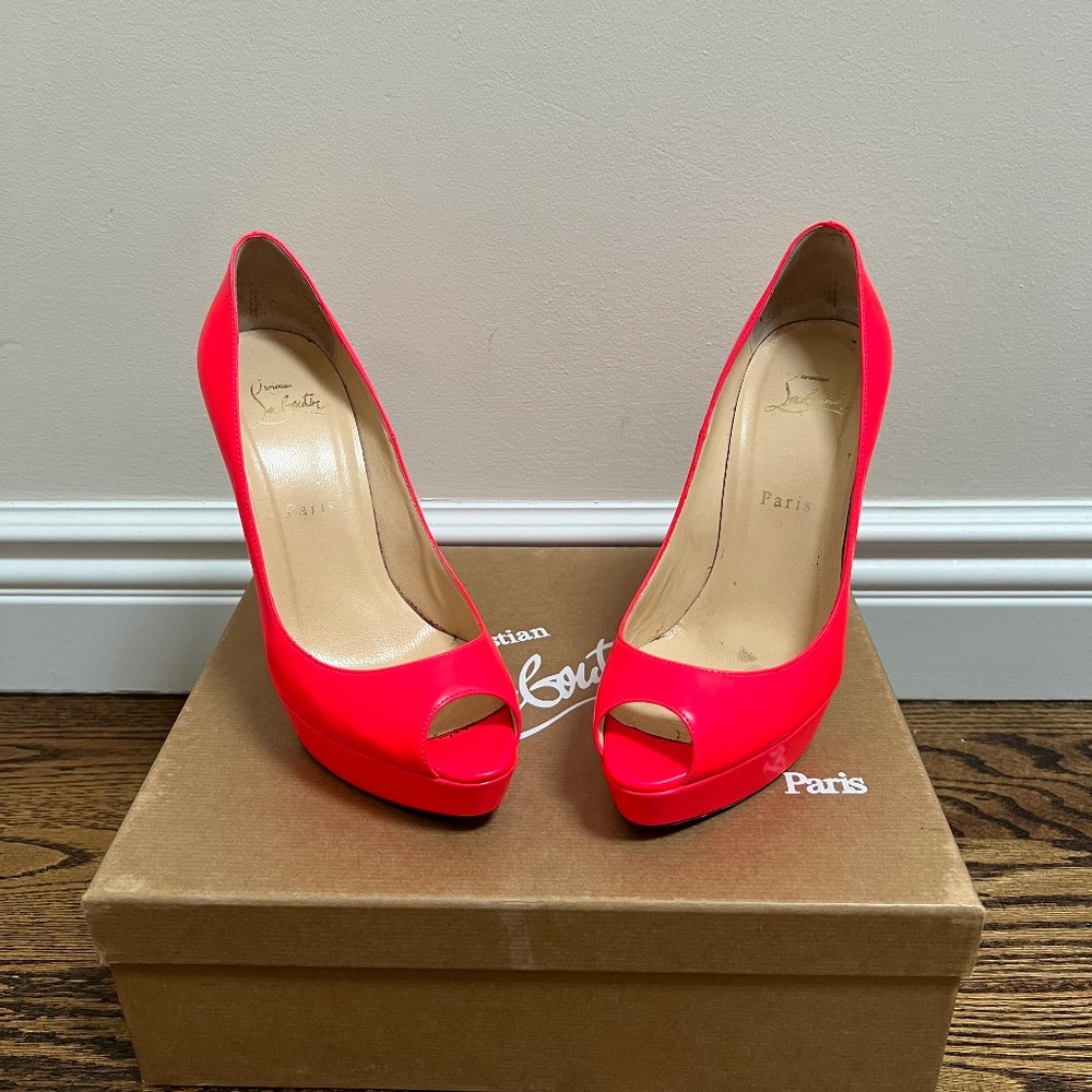 Christian Louboutin Troca Hot Pink 140mm platform peep toe Pump
